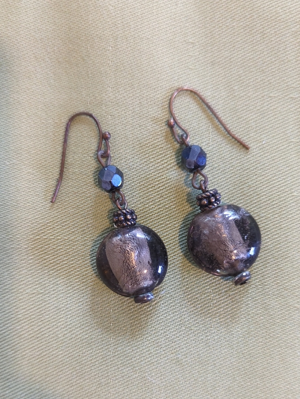 Vintage Smoky Gray Glass Drop Earrings